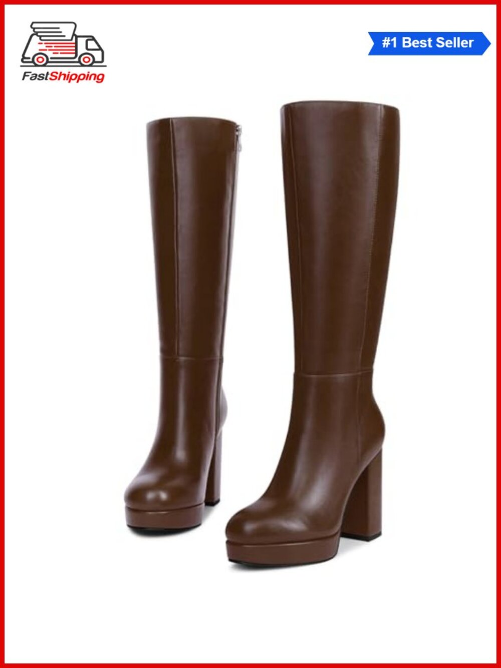 ✨Women's Platform Knee High Boots Chunky Heel Side Zipper Faux Leather